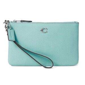 NWOT COACH Faded Blue Pebble Leather Wristlet